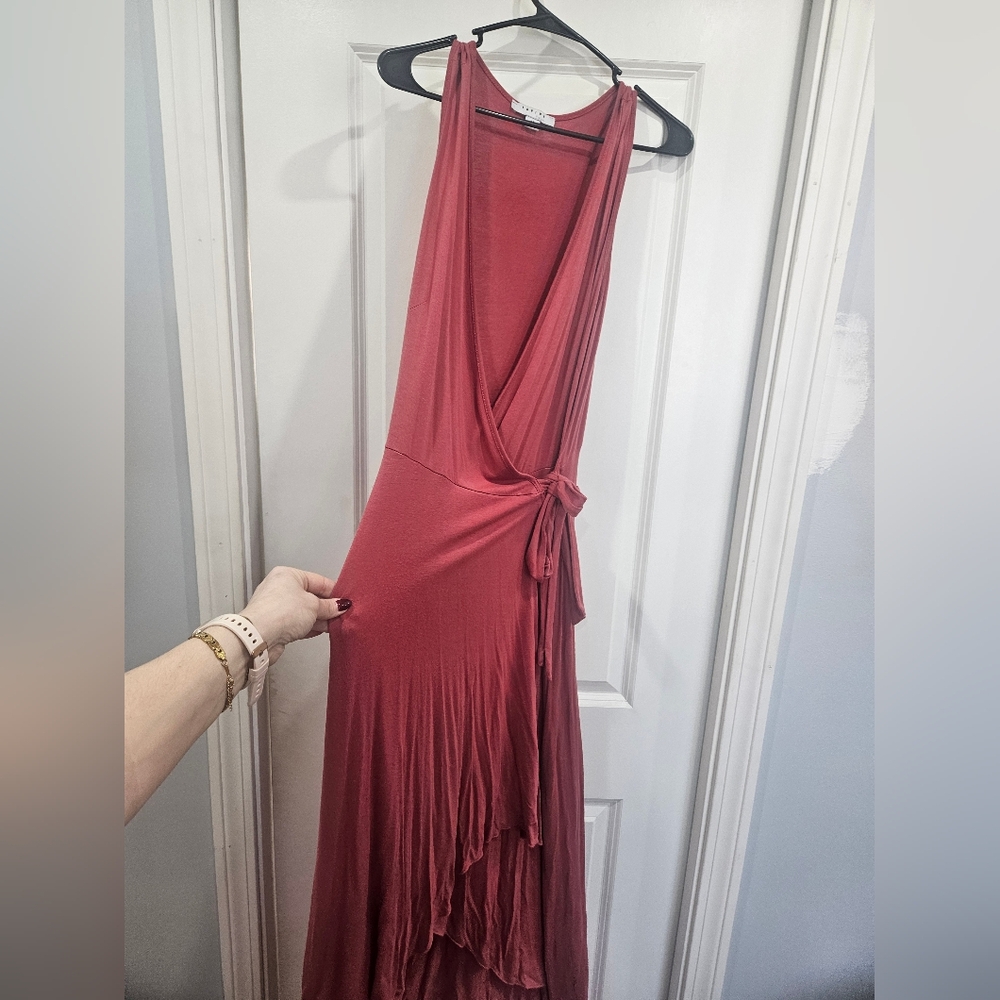 Elegant Rust Red Wrap Dress